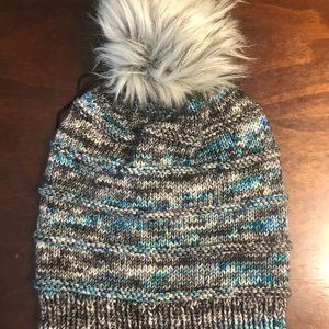 handmade wool knit hat with pom